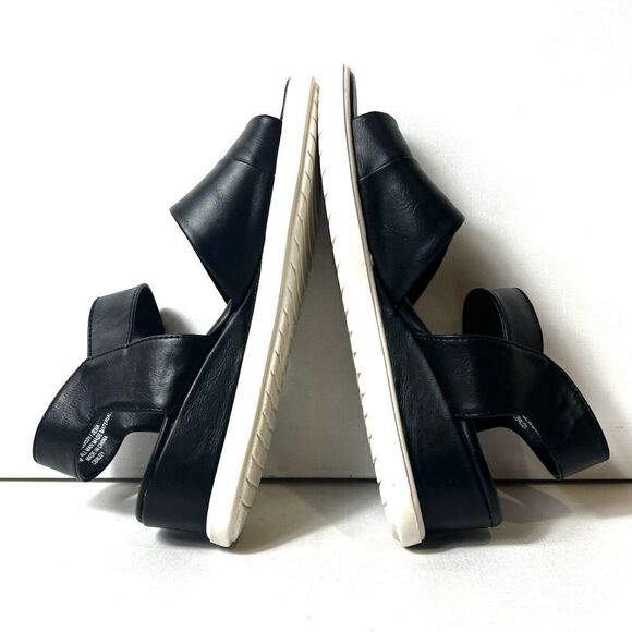 Sofft EuroSoft Sandal Womens 7M Comfort Casual Wedge Black Faux Leather Open Toe - Picture 7 of 12